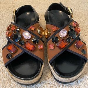 Brown Marni Sandals with Rhinestones, size 7.5/38